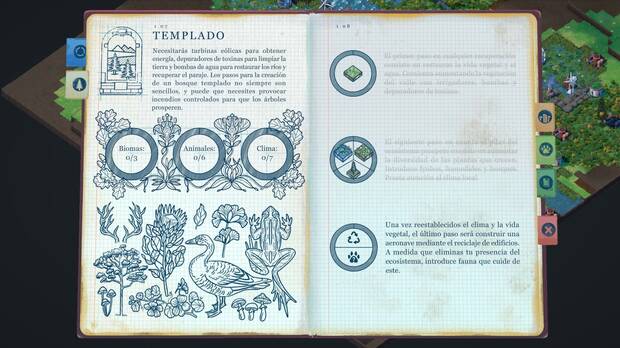 'Terra Nil' es bonito hasta en el menú del libro que sirve como guía de recuperación.